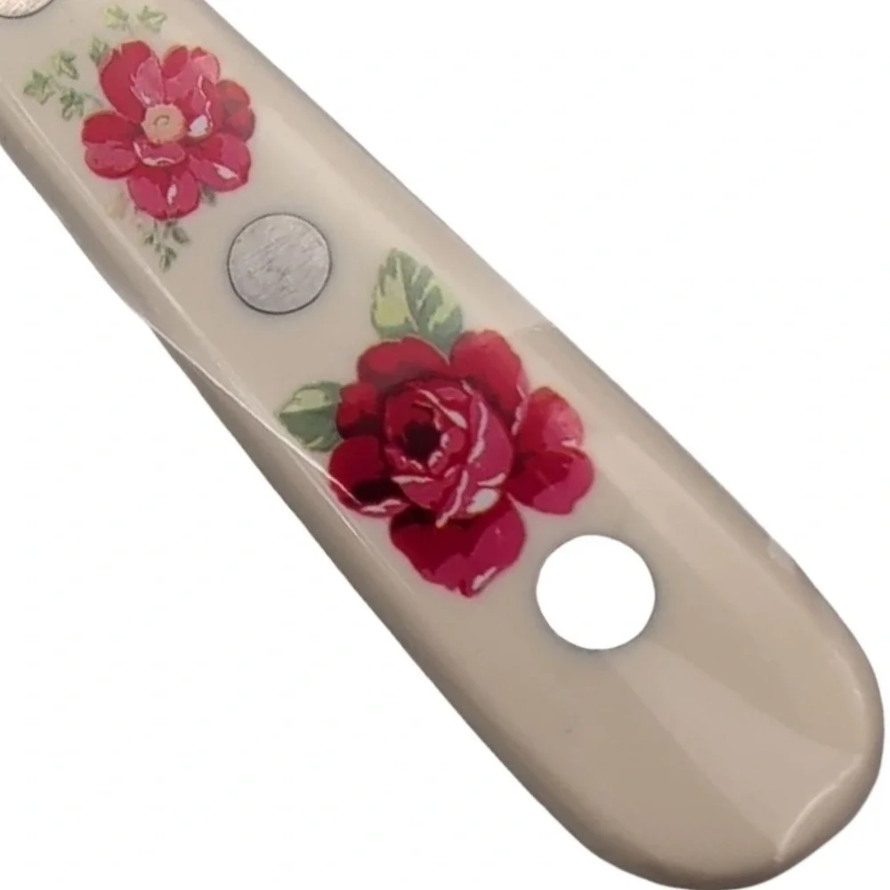 Pioneer‎ Woman Vintage Floral Honing Steel Sharpener Silver Cream Red Floral